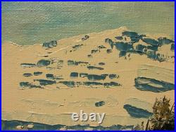 VTG Oil PAINTING Framed ART Trees LAKE Mountains Signed J. STANGE 10 X 12