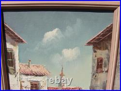 VTG Oil PAINTING Framed CANVAS ART Street Scene MEXICO Signed PASCUAL 9.5 X 16
