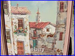 VTG Oil PAINTING Framed CANVAS ART Street Scene MEXICO Signed PASCUAL 9.5 X 16