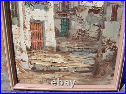VTG Oil PAINTING Framed CANVAS ART Street Scene MEXICO Signed PASCUAL 9.5 X 16