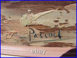 VTG Oil PAINTING Framed CANVAS ART Street Scene MEXICO Signed PASCUAL 9.5 X 16