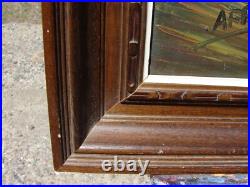 VTG Oil PAINTING Landscape House MOUNTAIN Tree Framed CANVAS ART Sign ARROYO