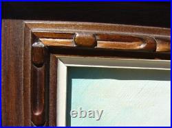 VTG Oil PAINTING Landscape House MOUNTAIN Tree Framed CANVAS ART Sign ARROYO