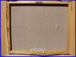 VTG Oil PAINTING Landscape House MOUNTAIN Tree Framed CANVAS ART Sign ARROYO