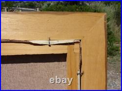 VTG Oil PAINTING Landscape House MOUNTAIN Tree Framed CANVAS ART Sign ARROYO