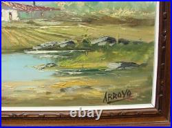 VTG Oil PAINTING on CANVAS Framed CANVAS ART Signed ARROYO
