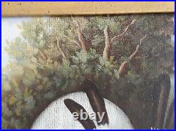 VTG Oil Painting Signed K. RICHARD Bunny Rabbits Munching Cabbage Ornate Frame