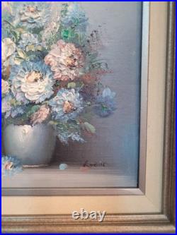 VTG Original Canvas Oil Painting Still Life Floral SIGNED ROBIN Framed 14 X 12