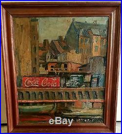 VTG Original E Hopper SIGNED My 1938 Coca Cola Truck Oil On Canvas Painting NR