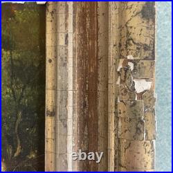 VTG Original Impression Oil on Wood Painting Rabbits Bunnies in Field Signed