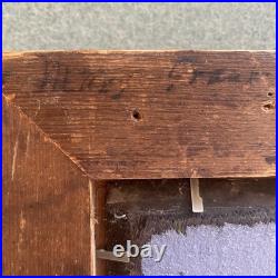 VTG Original Impression Oil on Wood Painting Rabbits Bunnies in Field Signed