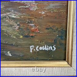 VTG Original Impressionist Oil Painting Gilt Frame Signed P. Collins32x 28