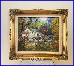 VTG Original Impressionist Oil Painting Gilt Frame Signed P. Collins32x 28