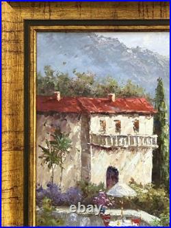 VTG Original Impressionistic Impasto Style O/C Mediterranean Bay Signed Riel