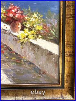 VTG Original Impressionistic Impasto Style O/C Mediterranean Bay Signed Riel