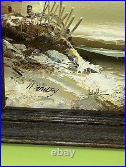 VTG Original OOAK H. Gailey Signed Oil Painting 8x10 Canvas Lighthouse Seagull