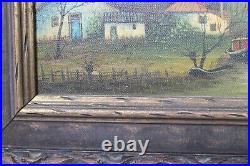 VTG Original Oil On Canvas Seaside Windmill Landscape Painting Signed Framed