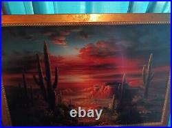 VTG Original Oil Painting Southwestern Arizona Desert Sunset by B. Duggan