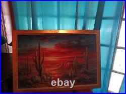 VTG Original Oil Painting Southwestern Arizona Desert Sunset by B. Duggan