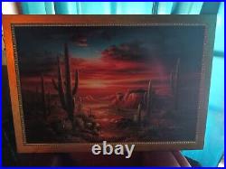 VTG Original Oil Painting Southwestern Arizona Desert Sunset by B. Duggan