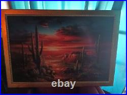 VTG Original Oil Painting Southwestern Arizona Desert Sunset by B. Duggan