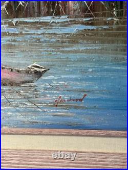 VTG Original Oil on Board Artist Signed Howard Framed Nautical Painting 29x41