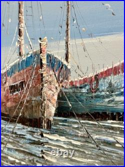 VTG Original Oil on Board Artist Signed Howard Framed Nautical Painting 29x41