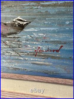 VTG Original Oil on Board Artist Signed Howard Framed Nautical Painting 29x41
