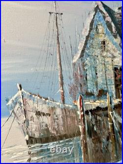 VTG Original Oil on Board Artist Signed Howard Framed Nautical Painting 29x41