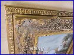 VTG Ornate Framed Hand Painted, Oil Painting 18x16 Rabbits, Bunnies, pet, Farm
