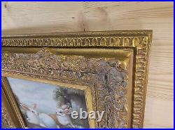 VTG Ornate Framed Hand Painted, Oil Painting 18x16 Rabbits, Bunnies, pet, Farm