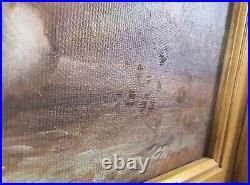 VTG Ornate Framed Hand Painted, Oil Painting 18x16 Rabbits, Bunnies, pet, Farm