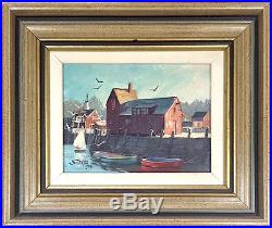 Vtg Signed Orig Oil Painting Seascape Of Rockport, Mass, By Michael Stoffa