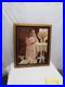 VTG Sad Girl Portrait Original Oil Painting Framed Signed Following Eyes 28x24