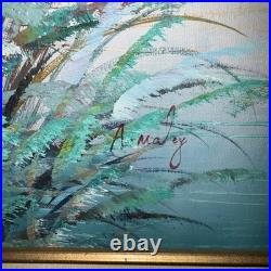VTG Signed A. Maley Original Oil Canvas Painting White Egrets/Marsh 20x24 Framed