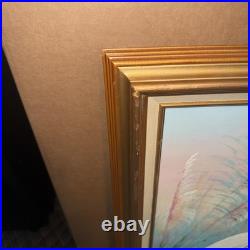 VTG Signed A. Maley Original Oil Canvas Painting White Egrets/Marsh 20x24 Framed