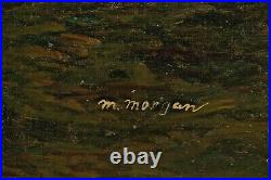 VTG Signed ORIGINAL PRIMITIVE OIL PAINTING M Morgan GREYHOUND DOG PORTRAIT 30x36