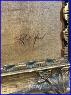 VTG Signed Oil Painting Bearded Man with Ship Rene Hart Ward/Hard 31x23 OOAK