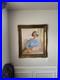 VTG Signed Oil Painting Western Female Portrait Vintage 1977 Gilt Frame