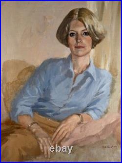 VTG Signed Oil Painting Western Female Portrait Vintage 1977 Gilt Frame