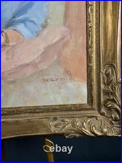 VTG Signed Oil Painting Western Female Portrait Vintage 1977 Gilt Frame