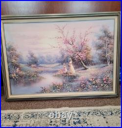 VTG Signed P. Minton 2 Young Women by River, Oil Painting & Framed 40 x 29 VTG Signed P. Minton 2 Young Women by River, Oil Painting & Framed 40 x 29
