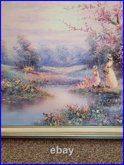 VTG Signed P. Minton 2 Young Women by River, Oil Painting & Framed 40 x 29 VTG Signed P. Minton 2 Young Women by River, Oil Painting & Framed 40 x 29