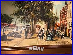 VTG Signed oil painting Polish H. Frischalowsky Gdask Poland fairy boat harbor
