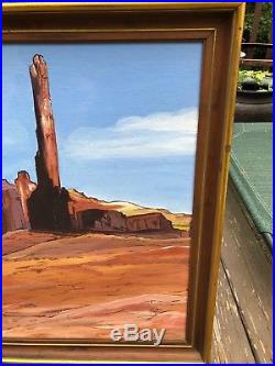 VTG Southwest Wyoming Desert Landscape Painting Signed Framed Large Thielpape