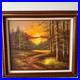VTG Sunset Forest Landscape Phillip Cantrell Oil Painting Signed Framed 26x30