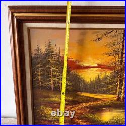 VTG Sunset Forest Landscape Phillip Cantrell Oil Painting Signed Framed 26x30