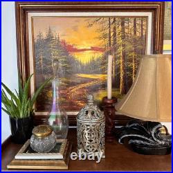 VTG Sunset Forest Landscape Phillip Cantrell Oil Painting Signed Framed 26x30