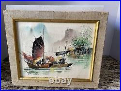 VTG Tang Ping Painting Oil On Canvas Sail Boats Signed