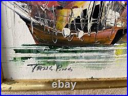 VTG Tang Ping Painting Oil On Canvas Sail Boats Signed